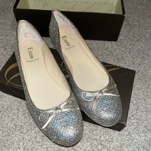 Enzo Angiolini Silver/Gold Sparkle Flat